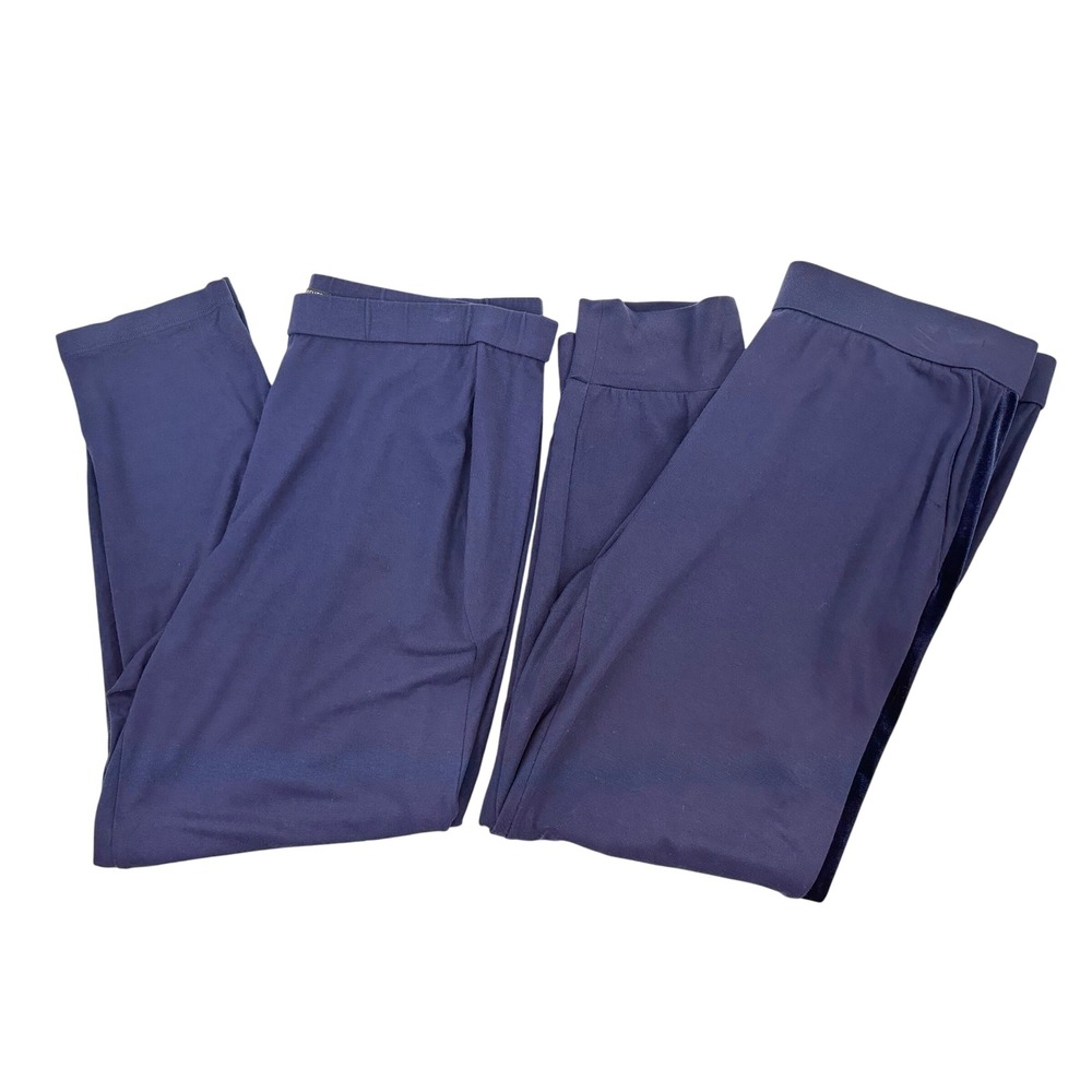 Eileen Fisher Navy Blue Velvet Trim Joggers And Leggings Bundle PL Petite Large